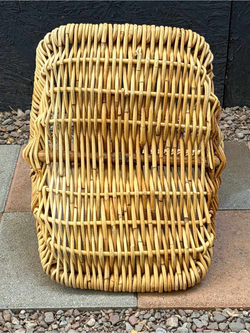 Large Rustic Handwoven Willow Flower Gathering Basket Beige Primitive Wicker - Picture 7 of 9